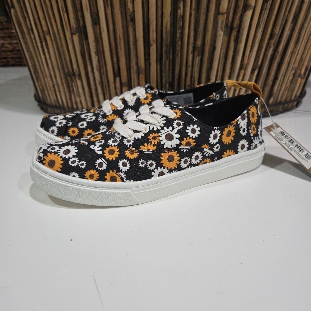 NEW TOMS Kids Cordones Cupsole Sneakers in "Sun Daisy" pattern SZ 3 Shoe4